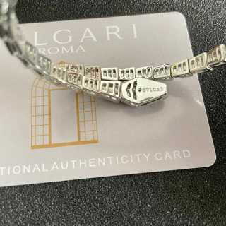 Bvlgari White Gold Crystal Open Cuff Bracelet – Elegant Luxury Jewelry