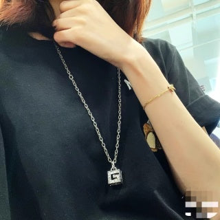 Gucci Interlocking G Square Logo Pendant Necklace