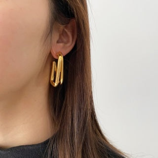 YSL Geometric Frame Hoop Earrings