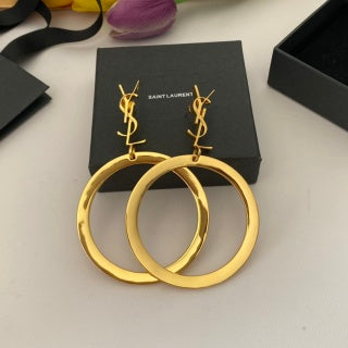 YSL Golden Cassandre Circle Drop Earrings