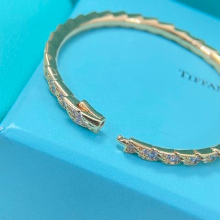 Tiffany New Narrow Feather Bangle with Full Pavé Diamonds