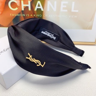 YSL Satin Monogram Knot Headband