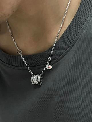 Bvlgari Silver Geometric Circle Pendant Necklace – Elegant Luxury Jewelry