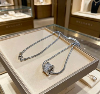 Bvlgari Crystal Geometric Pendant Necklace – Elegant Luxury Jewelry