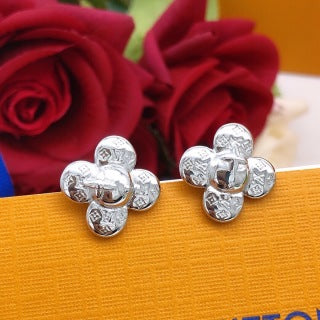 Louis Vuitton Bloom Petal Silver Stud Earrings