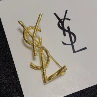 YSL Golden Cassandre Rope Monogram Brooch