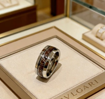 Bvlgari Black Ceramic Silver Band Ring – Elegant Luxury Jewelry