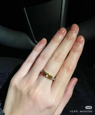Dior CD Logo Open Gold Band Ring