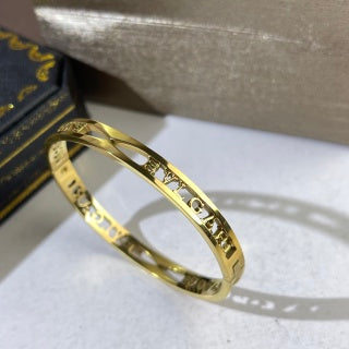 Bvlgari Gold Logo Crystal Accent Bracelet – Elegant Luxury Jewelry