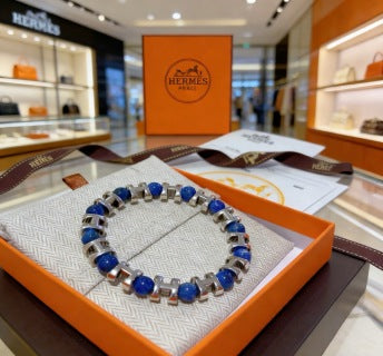 Hermès Azure Stone Beaded Link Bracelet