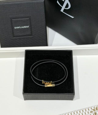 YSL Cassandre Leather Cord Bracelet