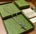 Gucci GG Horse Head Turquoise Pendant Necklace